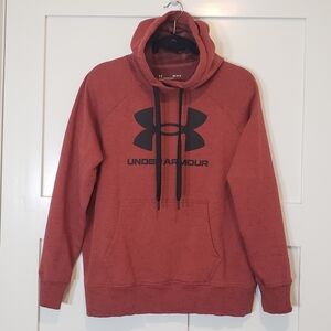 Under Armour Loose Logo Hoodie Cinnamon & Black Specs Kangaroo Pocket Sz Medium